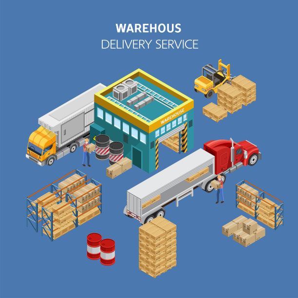 工人们从仓库往卡车上装包裹图片下载