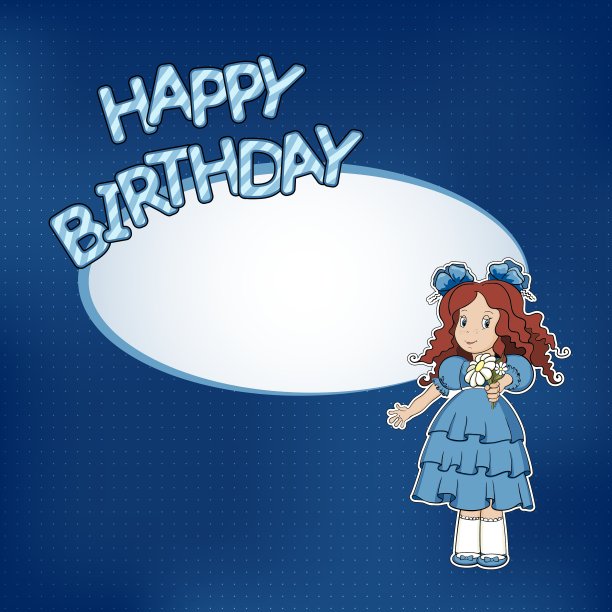 小女孩的生日卡片图片下载