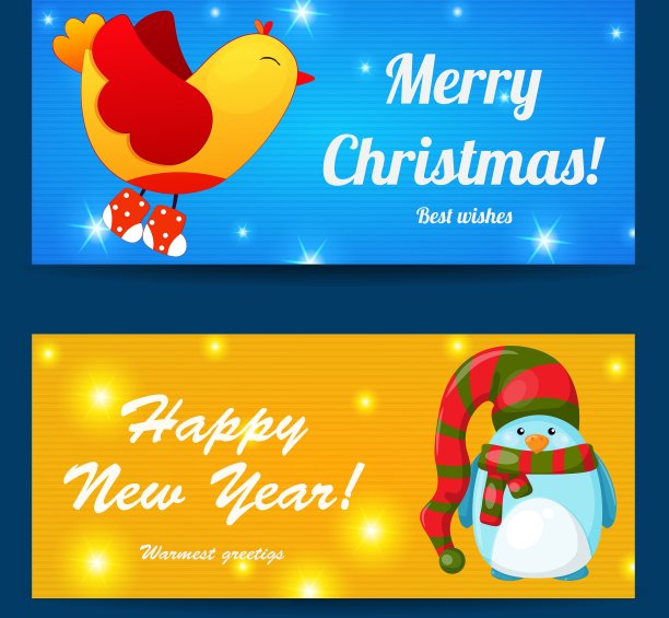 迎接圣诞和新年的旗帜图片下载