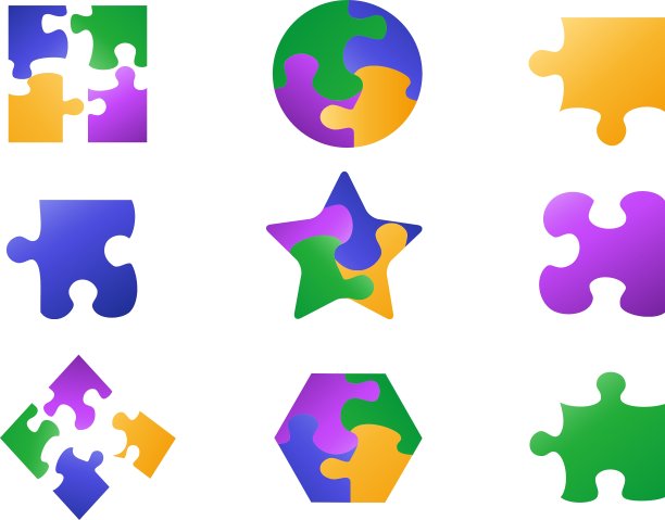 彩色拼图游戏图标图片下载