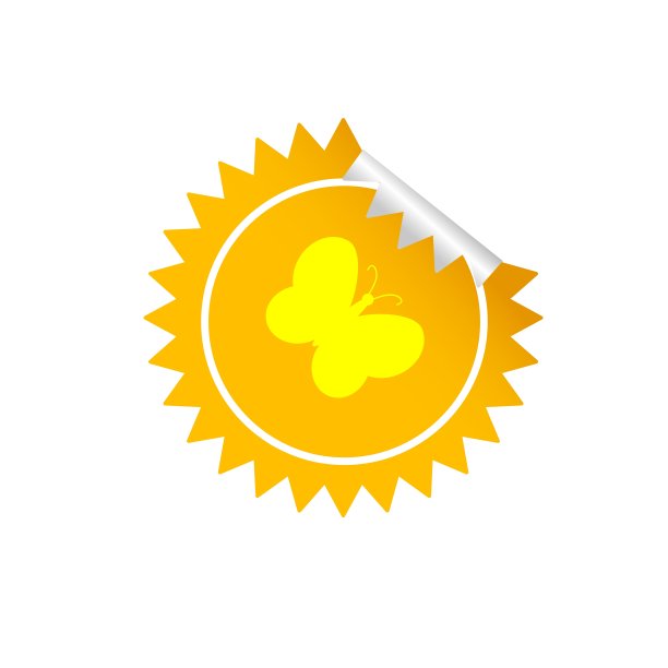 黄色贴纸蝴蝶图片下载