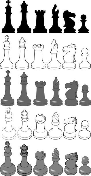 象棋棋子3D视图剪影画图片下载