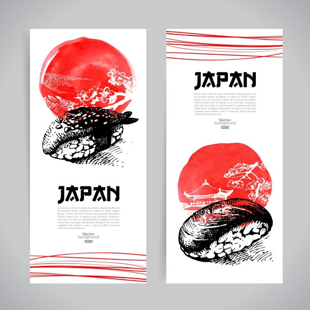 一套日本寿司素描横幅图片下载