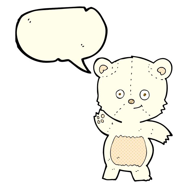 卡通挥舞的北极熊与讲话气泡图片下载