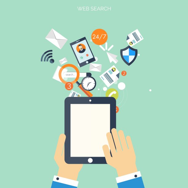 平坦的云计算和社交媒体背景图片下载