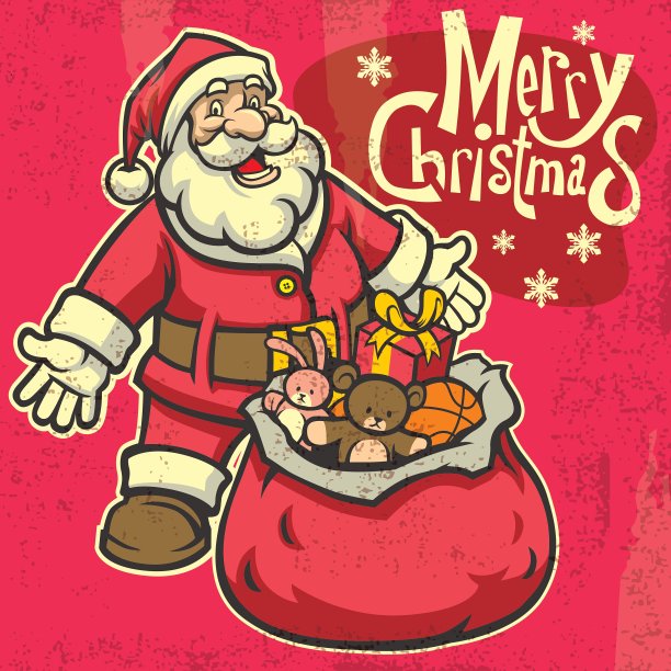 复古风格的圣诞老人问候圣诞图片下载