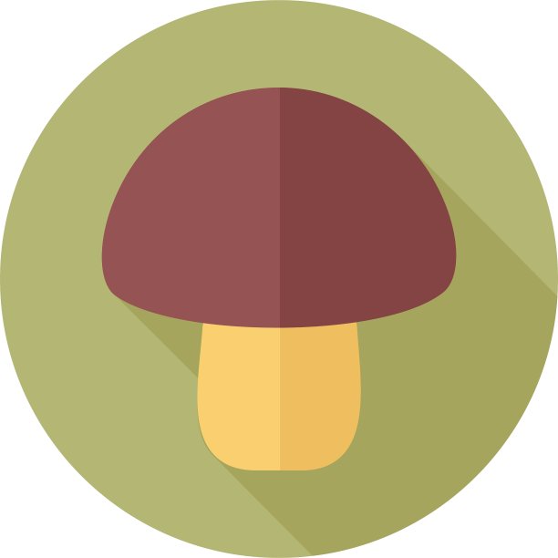 蘑菇平面图标与长阴影图片下载
