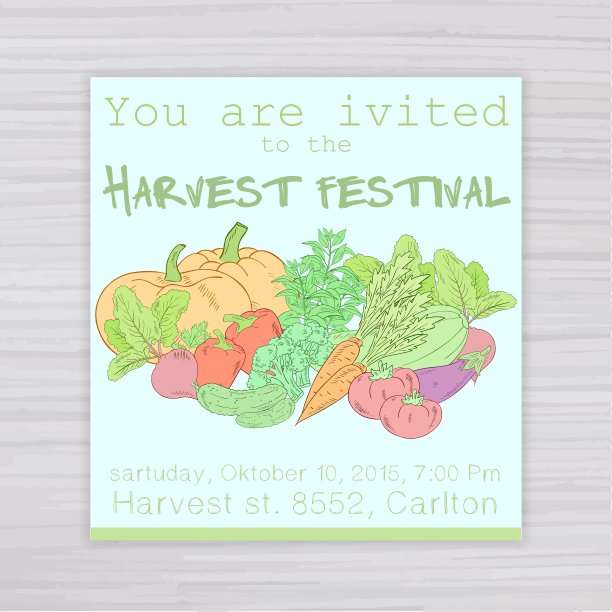 丰收节蔬菜请柬图片下载