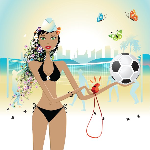 女孩玩排球图片下载