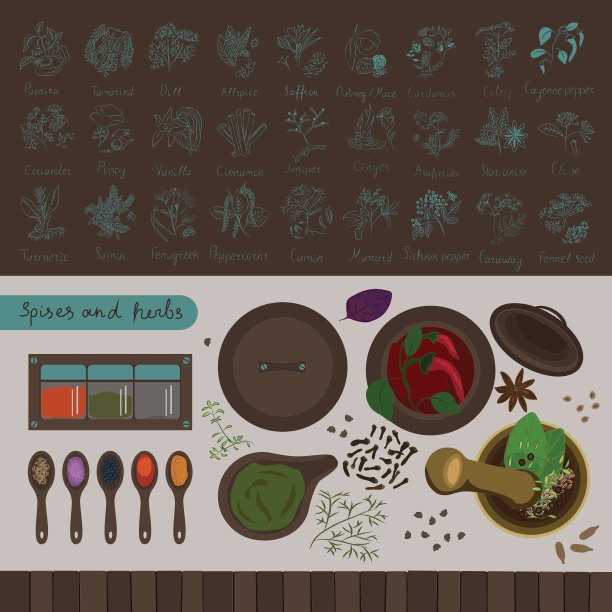 世界香料和药草图片下载