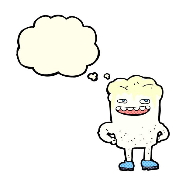 卡通坏牙带着思想泡泡图片下载