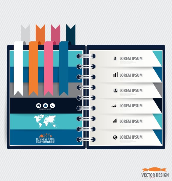 现代设计用的螺旋笔记本模板图片下载