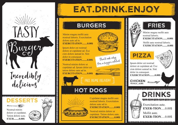 餐厅咖啡厅菜单模板设计图片下载