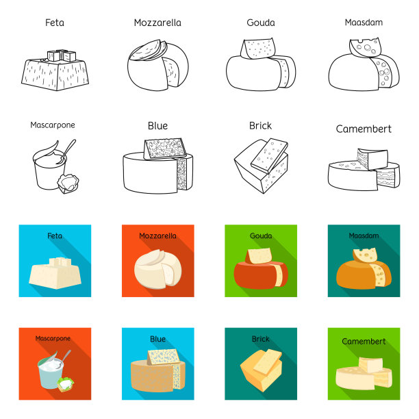 隔离对象食品和乳制品的图标集图片下载