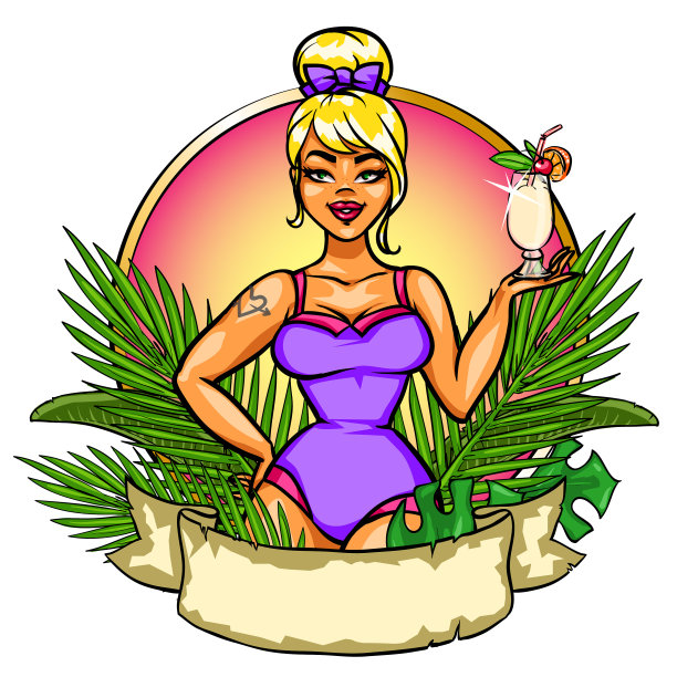 带有文本空间的海滩派对标签图片下载