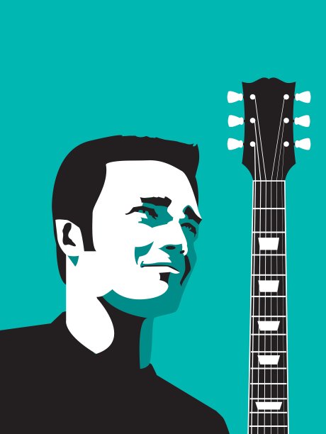 一个男人和他的吉他图片下载