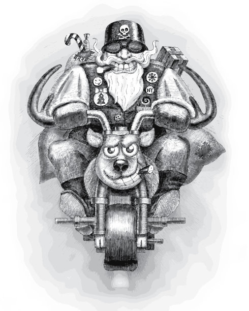 圣诞老人骑摩托车的人图片下载