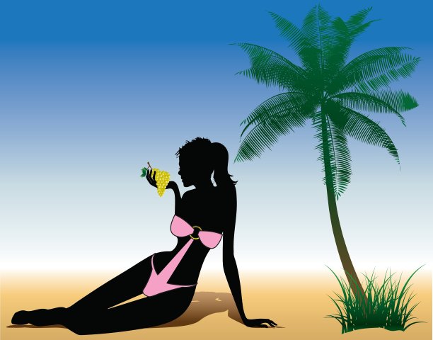 沙滩上的女孩图片下载