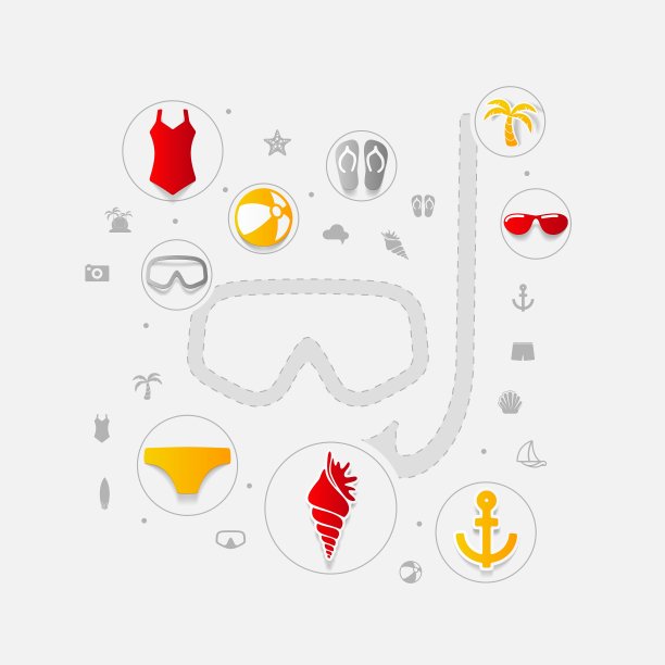 一套夏季旅游图标图片下载