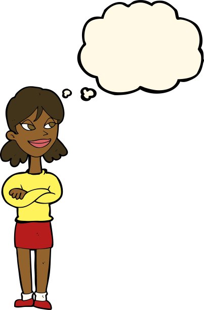 卡通女人自鸣得意的思想泡泡图片下载