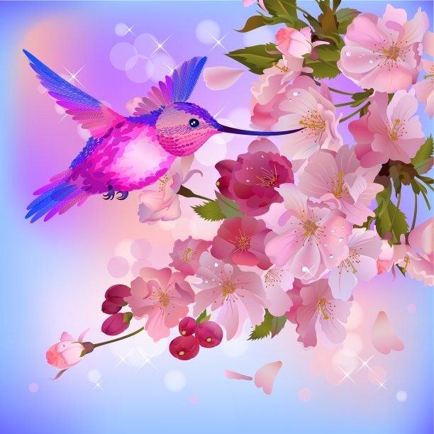 贺卡与鲜花和树枝图片下载