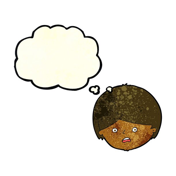 卡通不快乐的男孩与思想泡泡图片下载