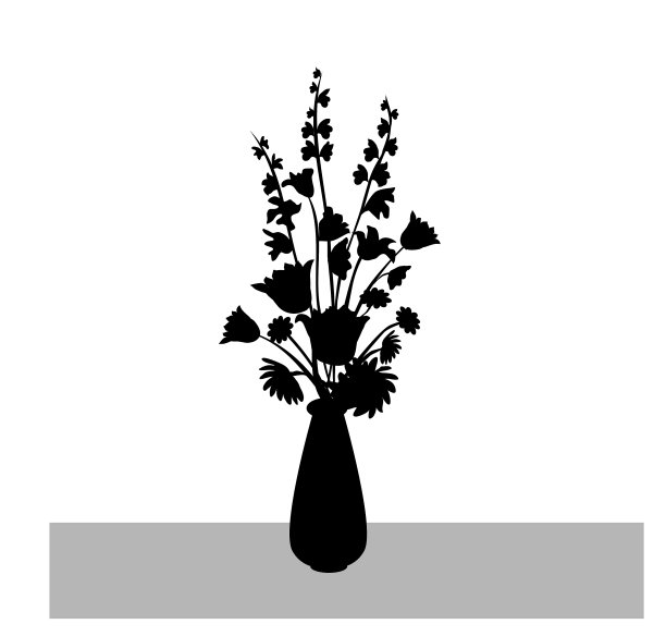 花枝与花瓶剪影图片下载