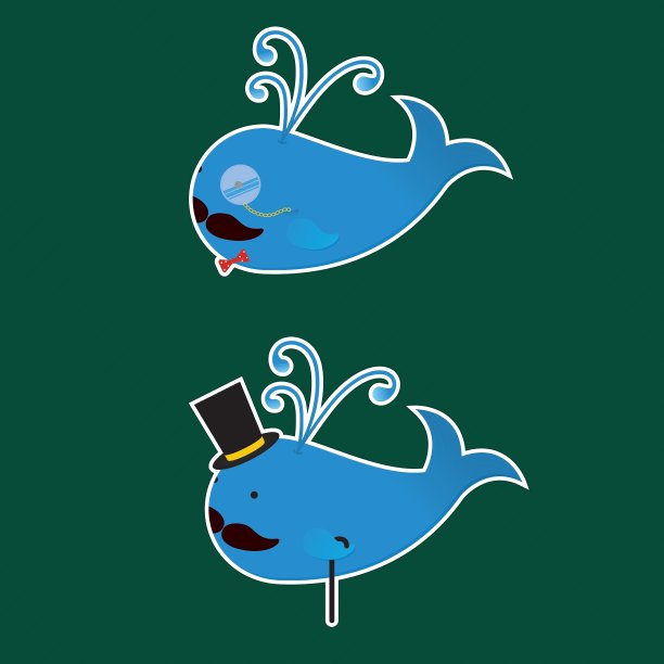 有胡子贴纸的鲸鱼图片下载