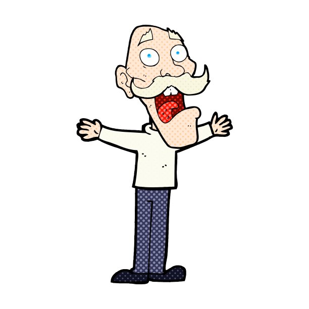 卡通老人紧张地说图片下载