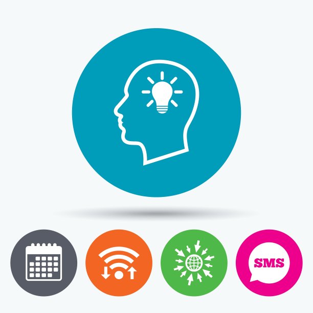 头与灯泡标志图标男性人头图片下载