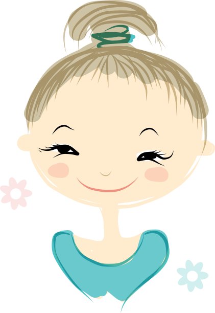可爱的女孩微笑素描为您的设计图片下载