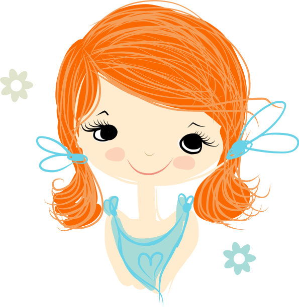 可爱的女孩微笑素描为您的设计图片下载