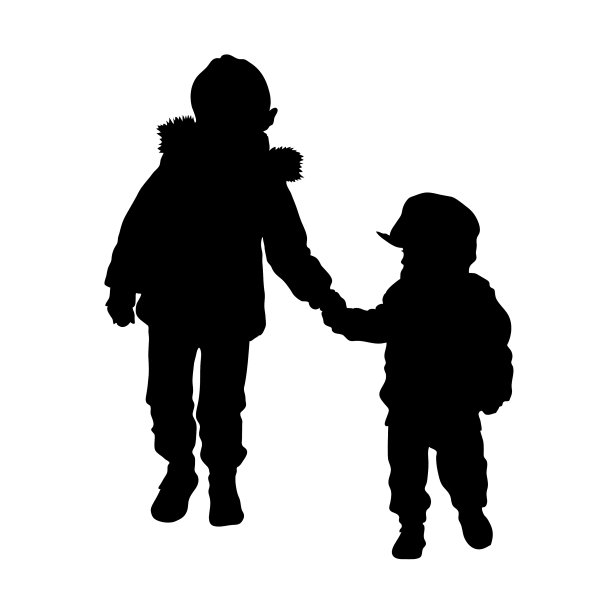 白色的孩子剪影图片下载