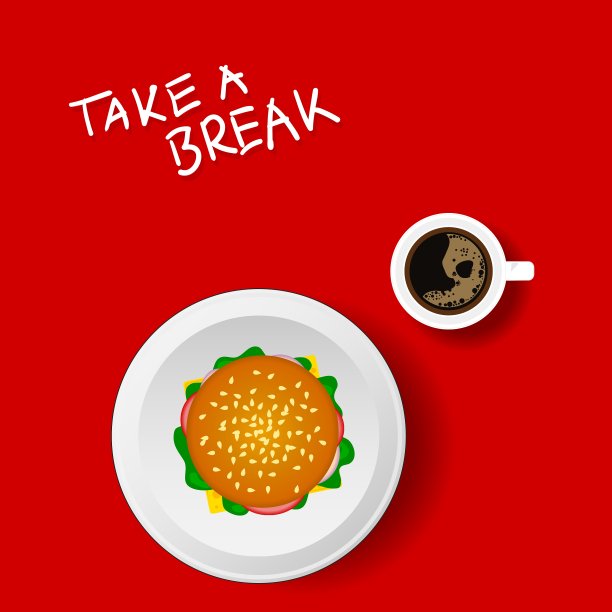 一杯红色的汉堡咖啡图片下载