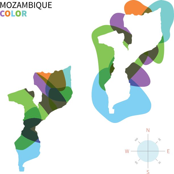 莫桑比克抽象彩色地图图片下载