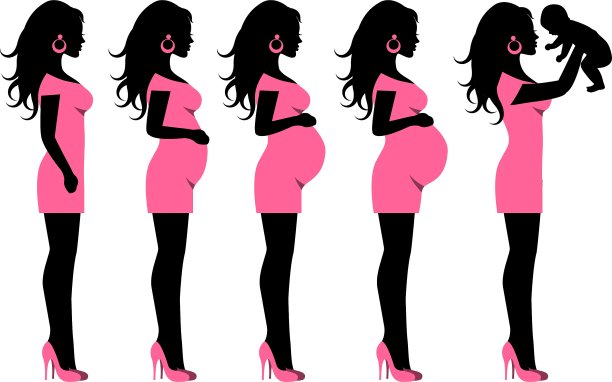 剪影在侧面和一个孕妇谁图片下载