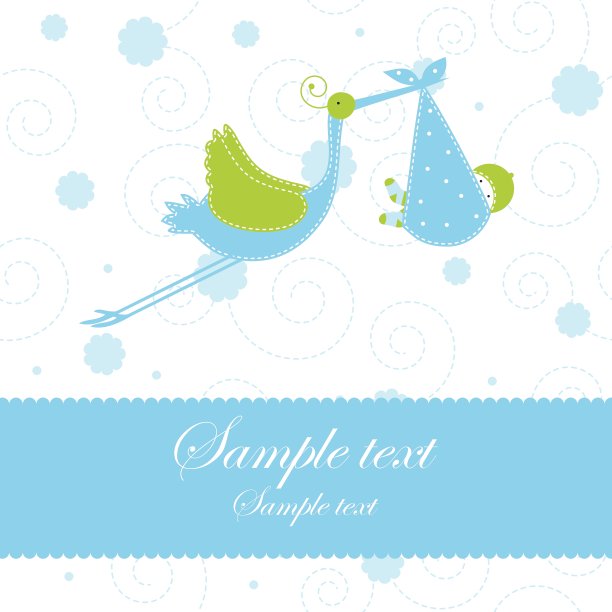 男婴降生通知卡图片下载