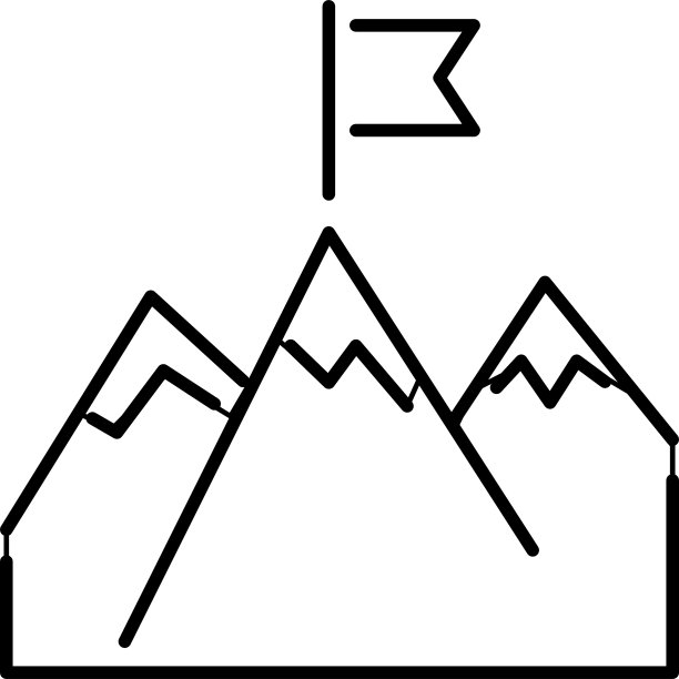 带旗帜箭头的山峰线条成功标志图片下载