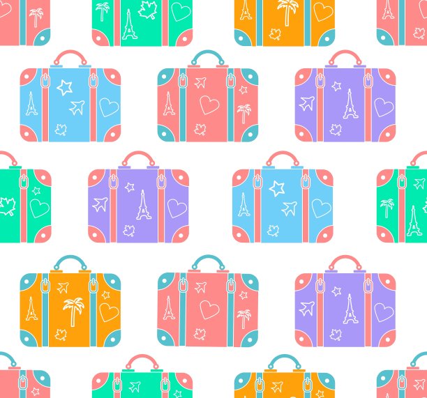 背景图案的旅行手提箱在一个单位图片下载