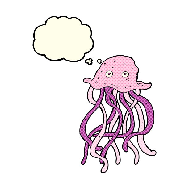 卡通章鱼与思想泡泡图片下载