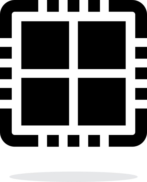 白色背景上的四核CPU简单图标图片下载
