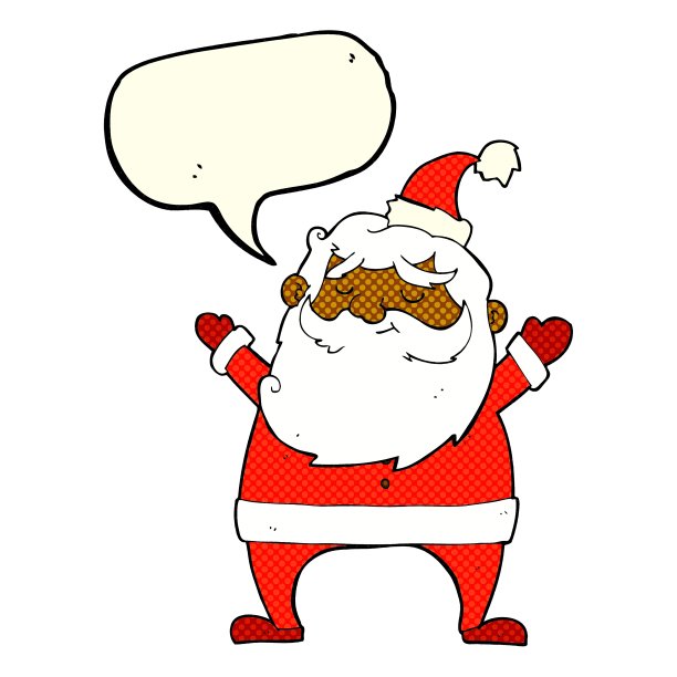 圣诞老人的卡通和讲话泡泡图片下载