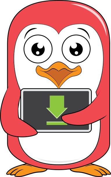 企鹅拿着下载标志图片下载