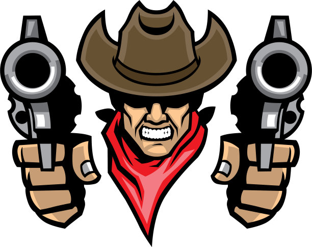 牛仔吉祥物瞄准枪图片下载