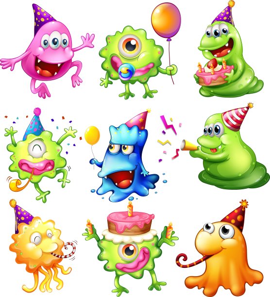 快乐的怪物庆祝生日图片下载