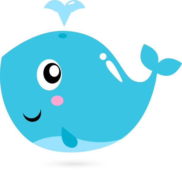 蓝色卡通鲸鱼孤立在白色图片下载