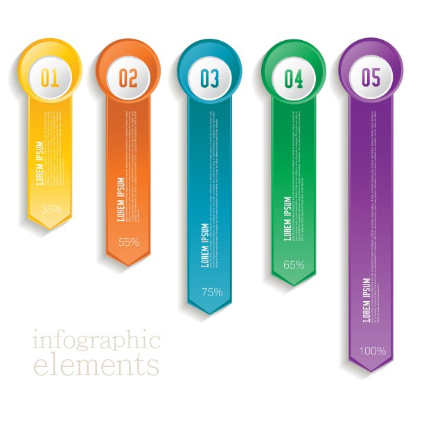 彩色横幅丝带元素的信息图表图片下载