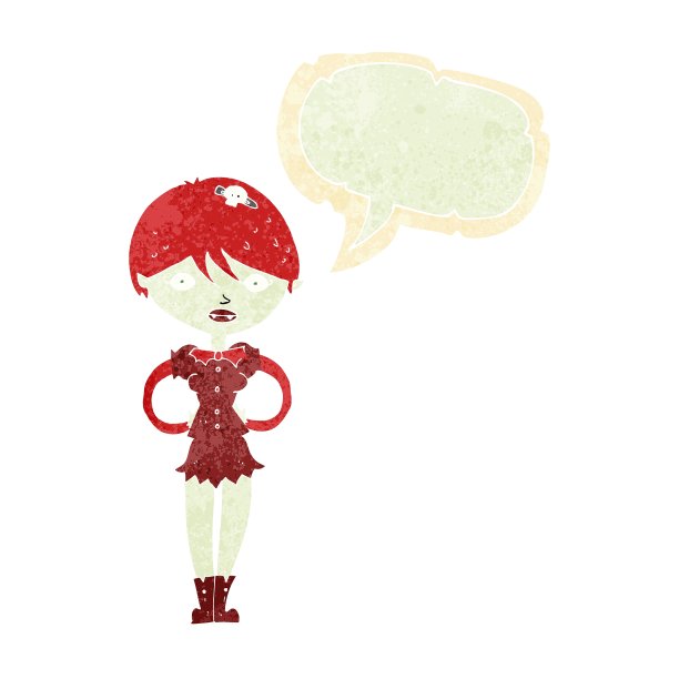 卡通漂亮的吸血鬼女孩与语音泡泡图片下载