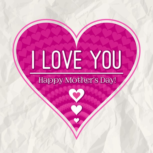 母亲节贺卡与粉红色的心图片下载