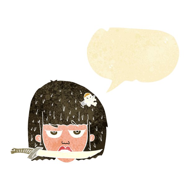 卡通女子嘴里叼着刀图片下载